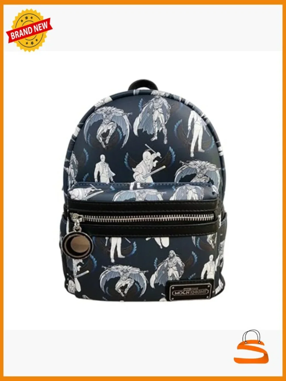 Moon Knight Marvel Faux Leather Mini Backpack, Adjustable Straps, 9x10x5